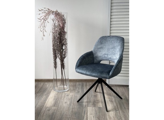 Стул BERRIES 360 град. Синий Loris-37, велюр/ темно-синий 7525-56, велюр/ черный каркас, DISAUR Стул BERRIES 360 град. Синий Loris-37, велюр/ темно-синий 7525-56, велюр/ черный каркас, DISAUR