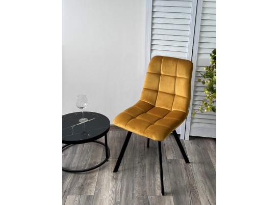 Стул CHILLI SQUARE BLUVEL-68 желтый, велюр / черный каркас в Набережных Челнах