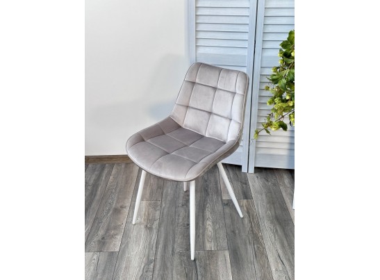 Стул MIAMI G062-37 светло-серый, велюр/ белый каркас в Набережных Челнах