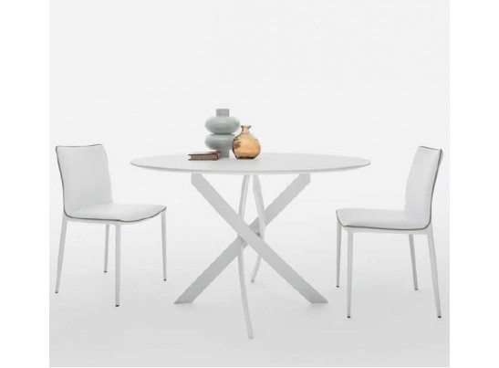 Стол BARONE (01.92) G093 хром/С150 э-бел. гл. стекло, L021алюм.вставка в Набережных Челнах