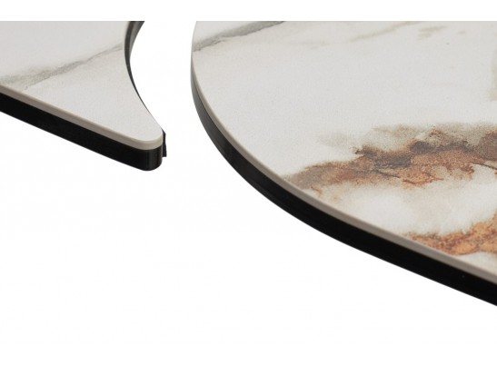 Стол PALACIO 180 KL-188 Контрастный мрамор матовый, итальянская керамика/ Шампань, ®DISAUR в Набережных Челнах