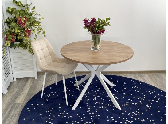 Стол ВЕГА D100 Дуб Канзас/ белый каркас 1 шт / 1 кор в Набережных Челнах