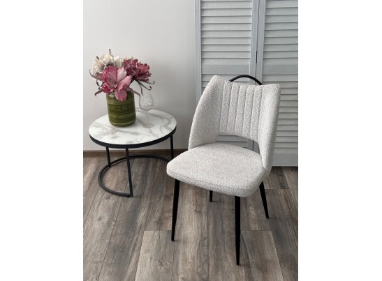 Стул JANETY UF998-14 светло-серый, букле / черный каркас / Товарный знак DISAUR в Набережных Челнах