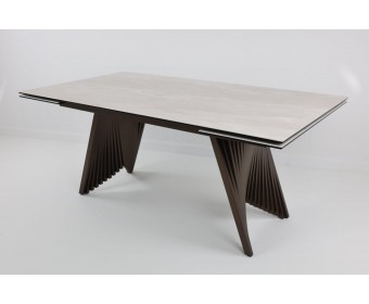 Стол IVAR 180 MARBLES TL-109 Серый мрамор, испанская керамика / Шоколадное золото каркас, ®DISAUR