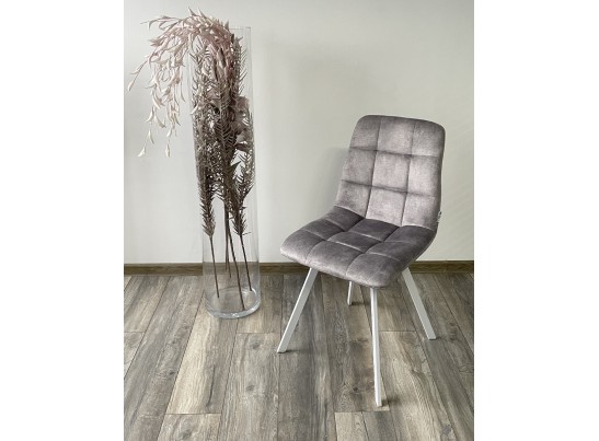 Стул CHILLI SQUARE PK6015-03 (VBP203) античный cеребристо-серый, велюр/ белый каркас в Набережных Челнах