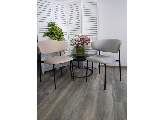 Стул ЛЕОНАРДО H-09 Светло-серый, велюр / черный каркас в Набережных Челнах