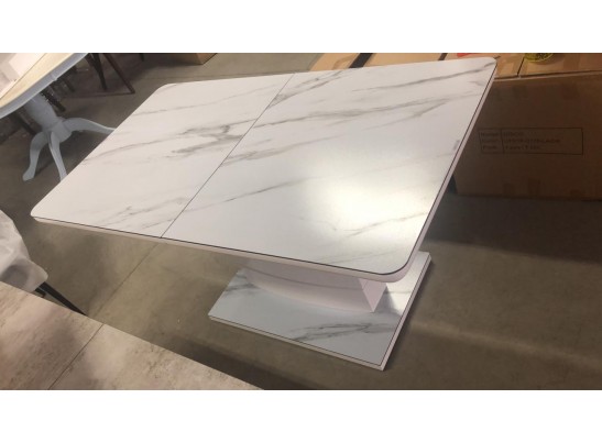 Стол ALTA 120 GREY-WHITE MARBLE/ WHITE глазурованное стекло в Набережных Челнах