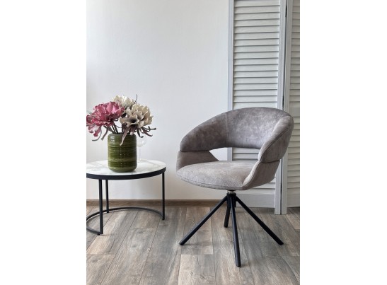 Стул EMBER 360 град. поворот. 7525-180 Серый, велюр/ ENJOY-451 Серый, ткань/ Черный, ®DISAUR в Набережных Челнах