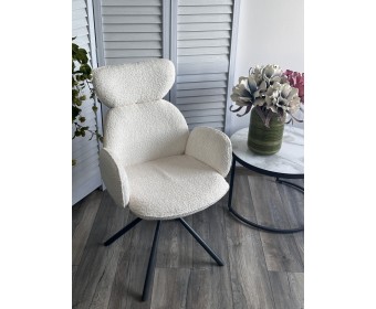 Стул VARDY 360 град.поворот. Белый букле XD841-01 / Серый, ®DISAUR