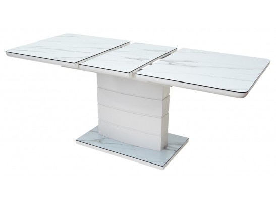Стол ALTA 120 GREY-WHITE MARBLE/ WHITE глазурованное стекло в Набережных Челнах