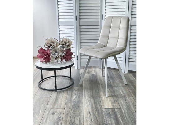 Стул CHILLI SQUARE G108-06 серебристо-серый, велюр/ белый каркас в Набережных Челнах