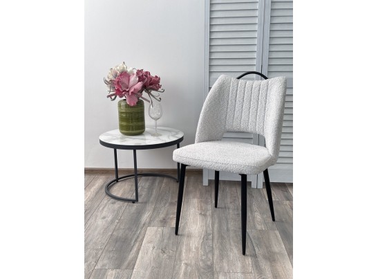 Стул JANETY UF998-14 светло-серый, букле / черный каркас / Товарный знак DISAUR в Набережных Челнах