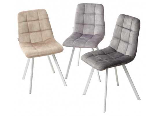 Стул CHILLI SQUARE PK6015-03 (VBP203) античный cеребристо-серый, велюр/ белый каркас в Набережных Челнах