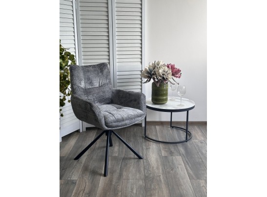 Стул EILAT 360 град. поворот с возвратом, Cremona-95 серый, ткань / Черный, ®DISAUR