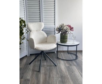 Стул VARDY 360 град.поворот. Белый букле XD841-01 / Серый, ®DISAUR