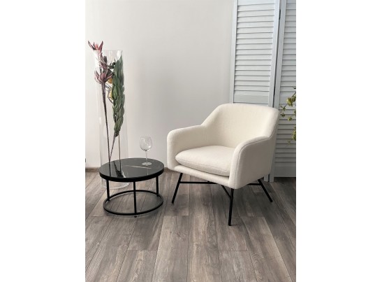 Кресло SHEEP NINI-01 Белый, teddy / черный каркас в Набережных Челнах