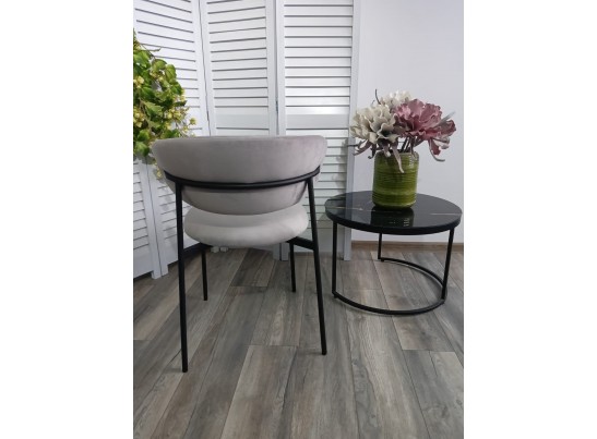 Стул ЛЕОНАРДО H-09 Светло-серый, велюр / черный каркас в Набережных Челнах