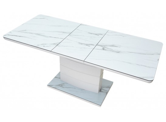 Стол ALTA 120 GREY-WHITE MARBLE/ WHITE глазурованное стекло в Набережных Челнах