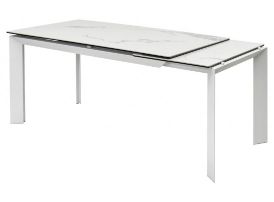 Стол CREMONA 160 HIGH GLOSS STATUARIO Белый мрамор глянцевый, керамика/ белый каркас в Набережных Челнах