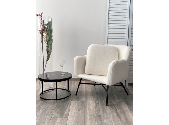 Кресло SHEEP NINI-01 Белый, teddy / черный каркас в Набережных Челнах