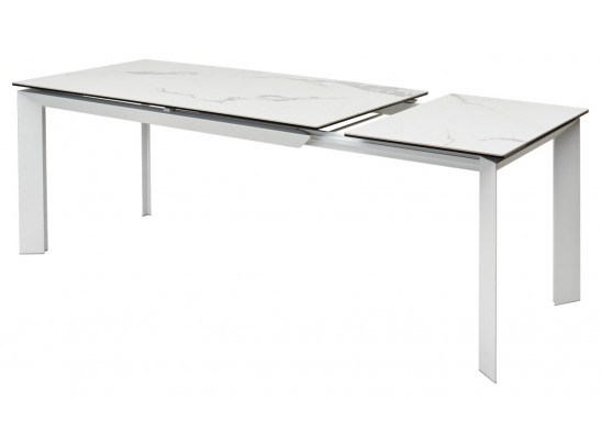 Стол CREMONA 160 HIGH GLOSS STATUARIO Белый мрамор глянцевый, керамика/ белый каркас в Набережных Челнах