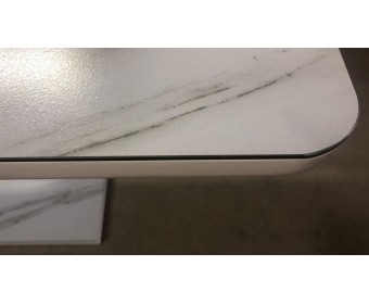 Стол ALTA 120 GREY-WHITE MARBLE/ WHITE глазурованное стекло 