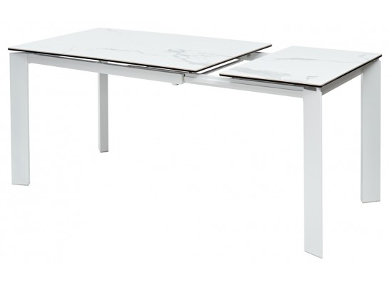 Стол CORNER 120 HIGH GLOSS STATUARIO керамика, стекло/ белый каркас, ®DISAUR в Набережных Челнах