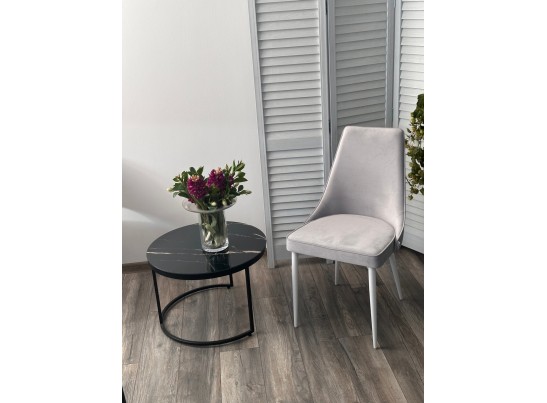 Стул NEPAL-P СВЕТЛО-СЕРЫЙ BM-4, велюр/ белый каркас в Набережных Челнах