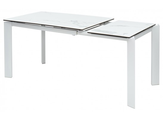 Стол CORNER 120 HIGH GLOSS STATUARIO керамика, стекло/ белый каркас, ®DISAUR в Набережных Челнах