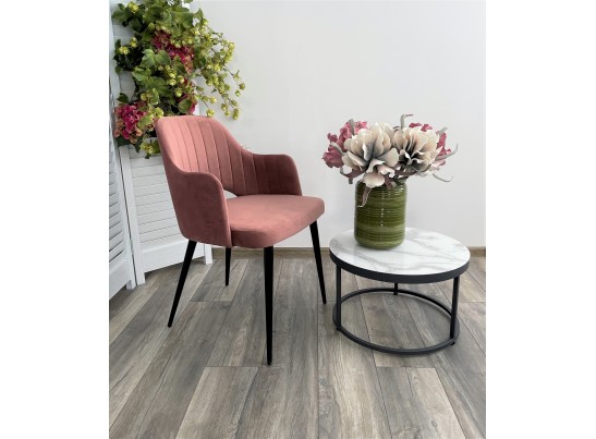 Стул FANTINE-LA РОЗОВЫЙ #15, велюр / черный каркас в Набережных Челнах