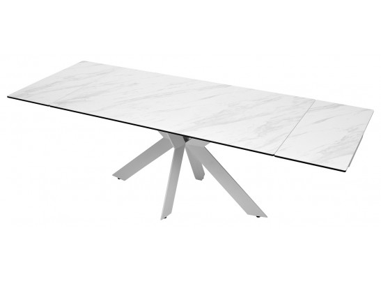Стол BELLUNO 160 MARBLES KL-99 Белый мрамор матовый, итальянская керамика/ белый каркас, ®DISAUR в Набережных Челнах