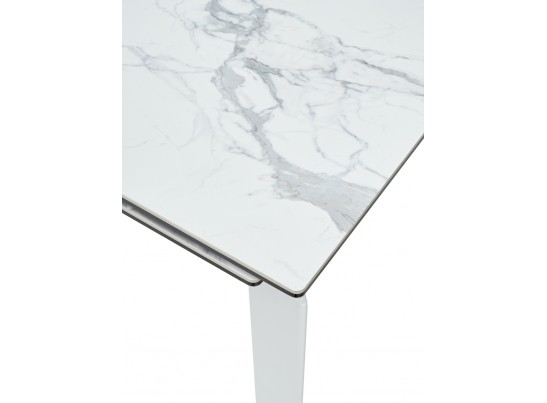 Стол CORNER 120 HIGH GLOSS STATUARIO керамика, стекло/ белый каркас, ®DISAUR в Набережных Челнах