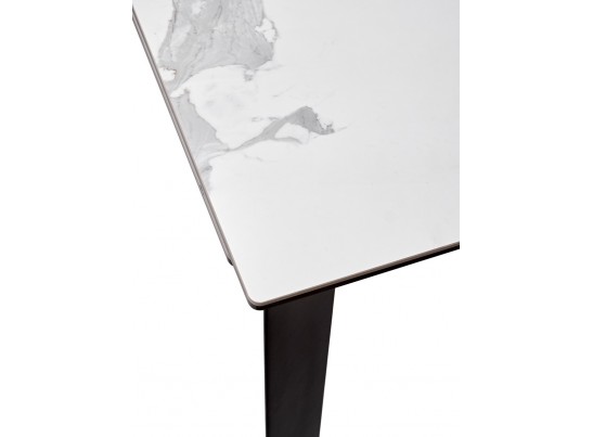 Стол CREMONA 160 HIGH GLOSS STATUARIO Белый мрамор глянцевый, керамика/ черный каркас в Набережных Челнах