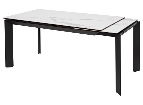 Стол CREMONA 160 HIGH GLOSS STATUARIO Белый мрамор глянцевый, керамика/ черный каркас в Набережных Челнах