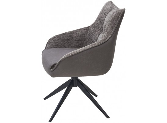 Стул FABIAN 360 град. поворот. MONA-464 Серый, PU/ STEAM-132 Серый, ткань / черный каркас, ®DISAUR