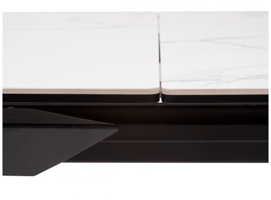 Стол CREMONA 160 HIGH GLOSS STATUARIO Белый мрамор глянцевый, керамика/ черный каркас в Набережных Челнах