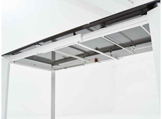 Стол CORNER 120 HIGH GLOSS STATUARIO керамика, стекло/ белый каркас, ®DISAUR в Набережных Челнах