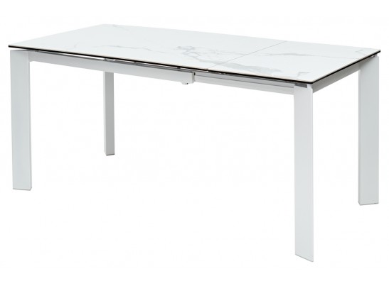 Стол CORNER 120 HIGH GLOSS STATUARIO керамика, стекло/ белый каркас, ®DISAUR в Набережных Челнах