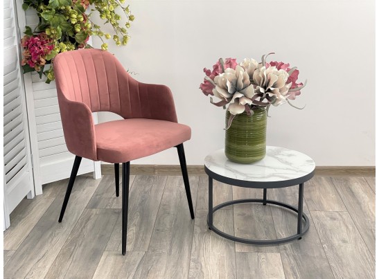 Стул FANTINE-LA РОЗОВЫЙ #15, велюр / черный каркас в Набережных Челнах