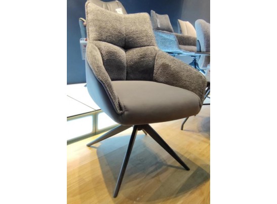 Стул FABIAN 360 град. поворот. MONA-464 Серый, PU/ STEAM-132 Серый, ткань / черный каркас, ®DISAUR