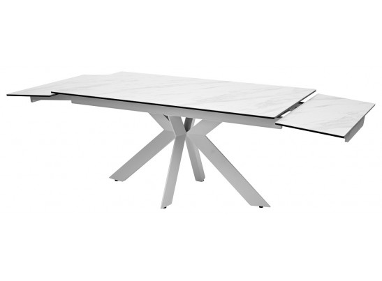 Стол BELLUNO 160 MARBLES KL-99 Белый мрамор матовый, итальянская керамика/ белый каркас, ®DISAUR в Набережных Челнах