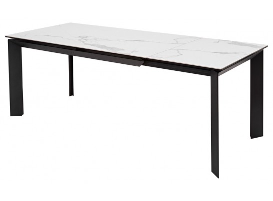 Стол CREMONA 160 HIGH GLOSS STATUARIO Белый мрамор глянцевый, керамика/ черный каркас в Набережных Челнах