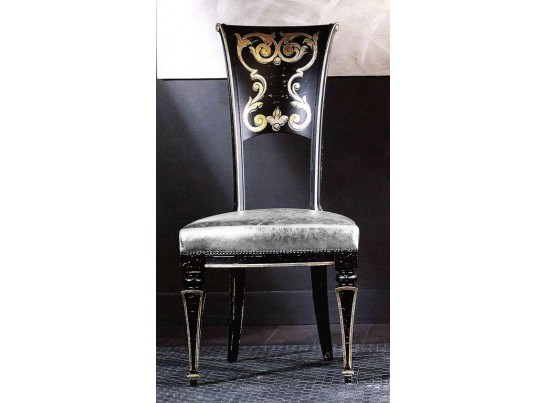 3179/SR Стул, HAND MADE черный со старением и рисунком СКИДКА 50% в Набережных Челнах