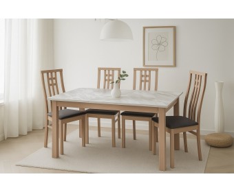 Стол TME-6931 MBH SWEDEN белый мрамор / MILKY WHITE M-City