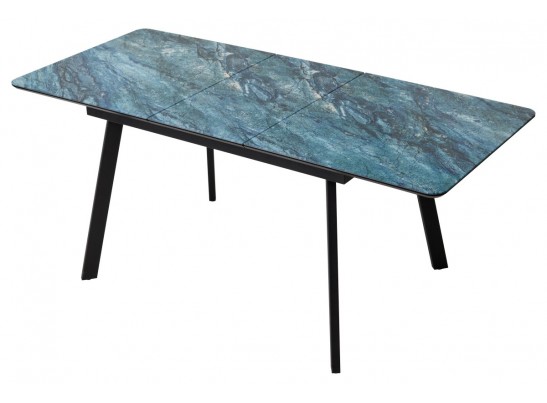 Стол АРУБА 140 АКВАМАРИН, стекло/ ЧЕРНЫЙ каркас в Набережных Челнах