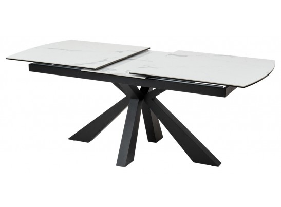 Стол ROVIGO 170 HIGH GLOSS STATUARIO Белый мрамор глянцевый, керамика/ черный каркас в Набережных Челнах