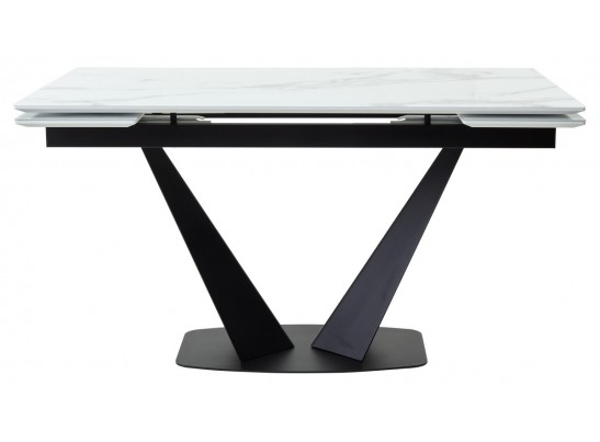 Стол Ниагара 160 Белый мрамор, стекло / черный каркас в Набережных Челнах
