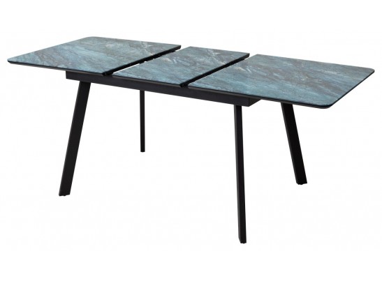 Стол АРУБА 140 АКВАМАРИН, стекло/ ЧЕРНЫЙ каркас в Набережных Челнах