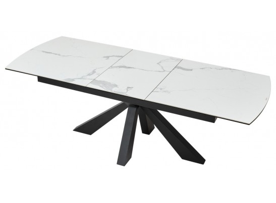 Стол ROVIGO 170 HIGH GLOSS STATUARIO Белый мрамор глянцевый, керамика/ черный каркас в Набережных Челнах