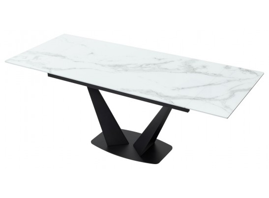 Стол Ниагара 160 Белый мрамор, стекло / черный каркас в Набережных Челнах